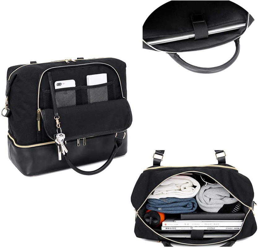 Bolso de cuero para hombre del viaje de la tela de lana basta de las mujeres con la manga 17.3x14.5x8.3 de la carretilla”