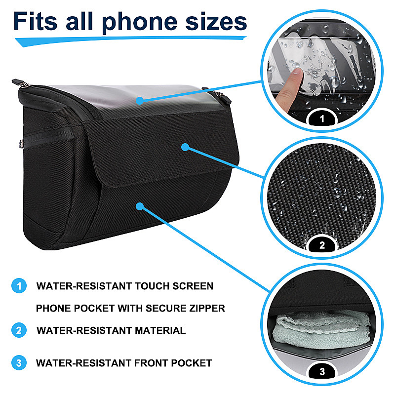 Bolso del teléfono de la bici de la pantalla táctil que completa un ciclo la bolsa impermeable los 20x8x10cm al aire libre de la cartera de la caja del teléfono
