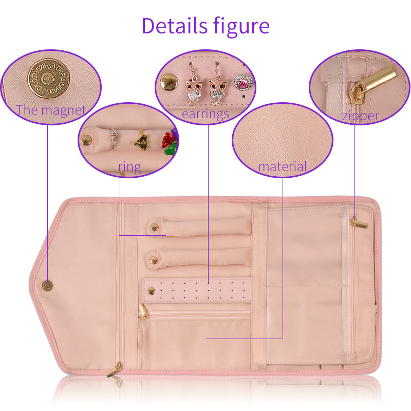 Organizador colgante Bag Portable Roll del estuche de viaje de la joyería del pendiente encima de los 23x15x1.5cm