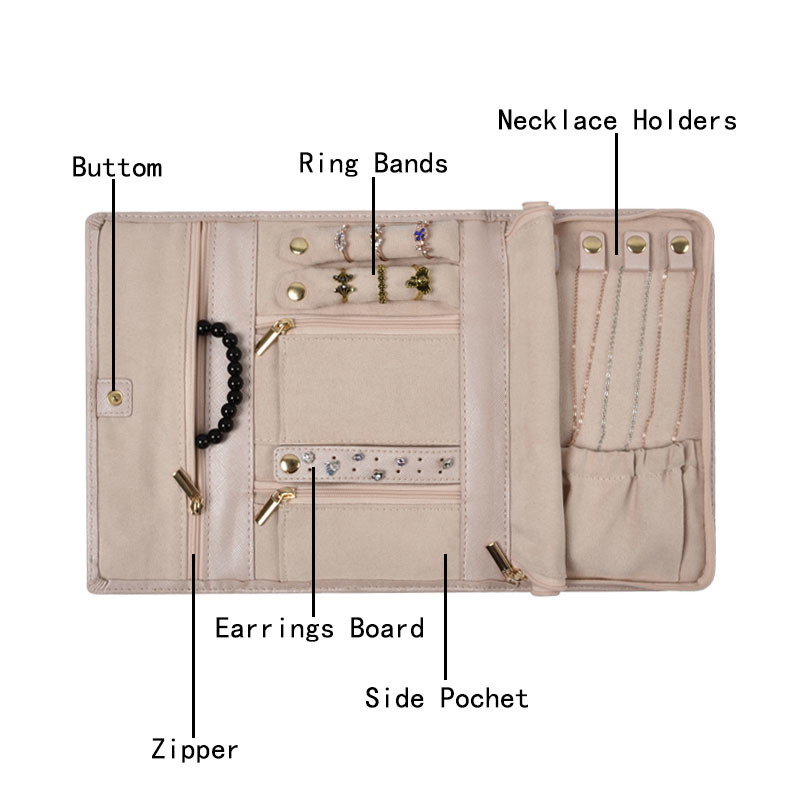 La joyería del maquillaje rueda para arriba al organizador Case Small Holder 8x5x1 portátil del bolso del viaje”