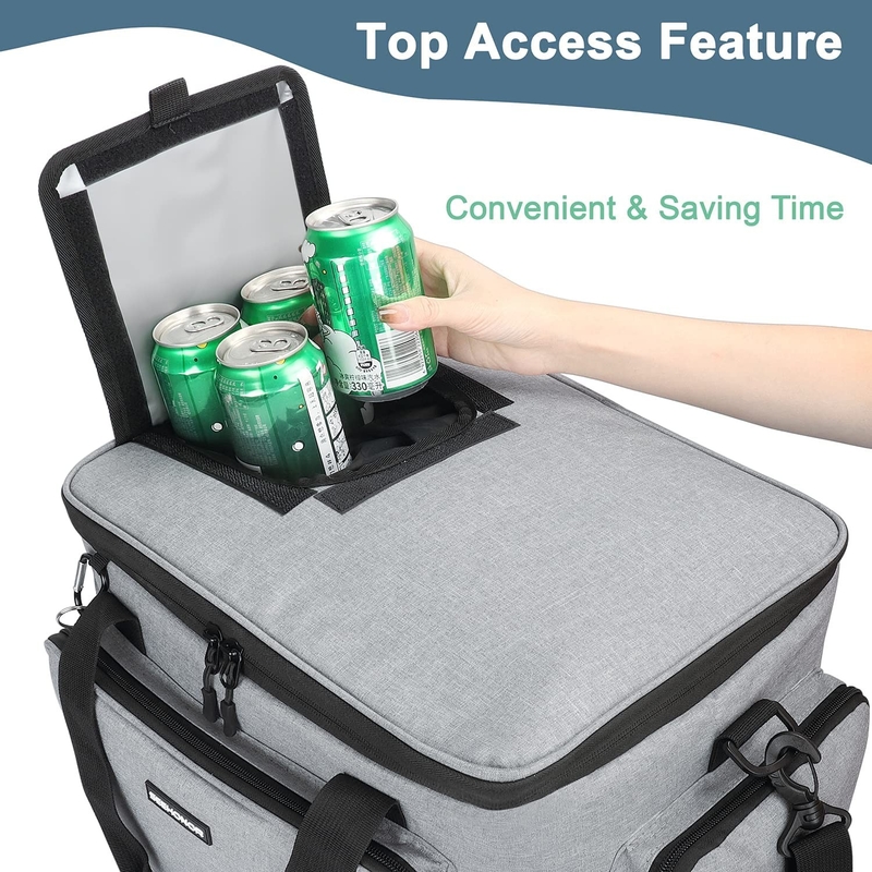 El 60Can 0.8kg de los hombres suaves aislados grandes blancos de plata de Tote Cooler Bag With Zipper