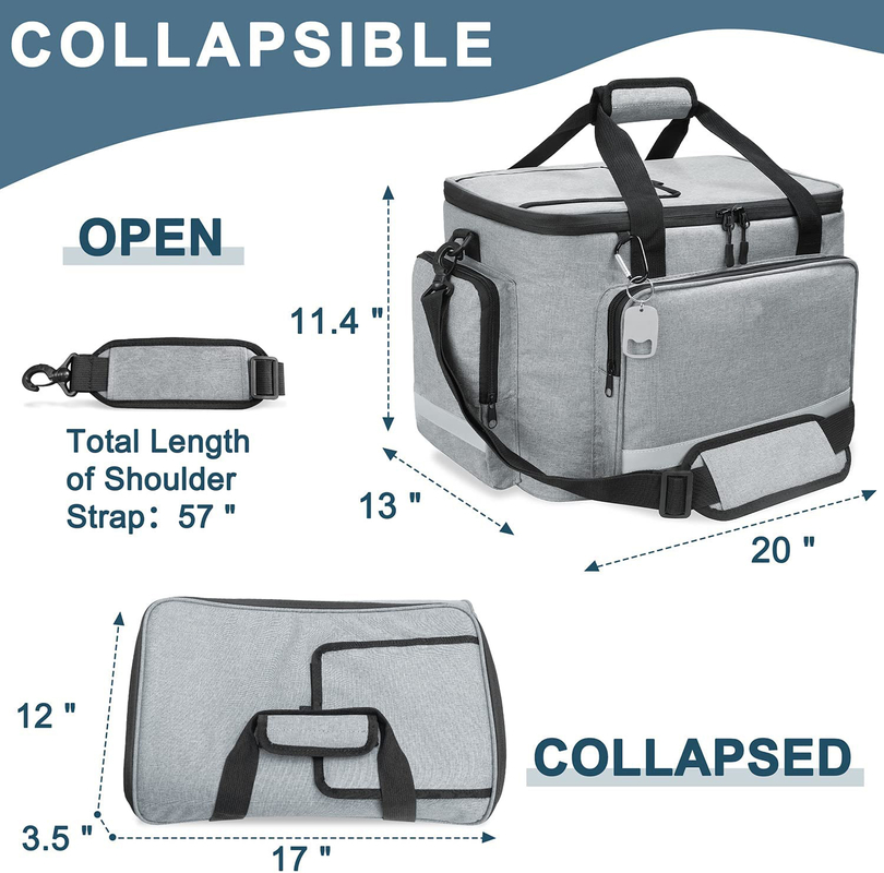 El 60Can 0.8kg de los hombres suaves aislados grandes blancos de plata de Tote Cooler Bag With Zipper