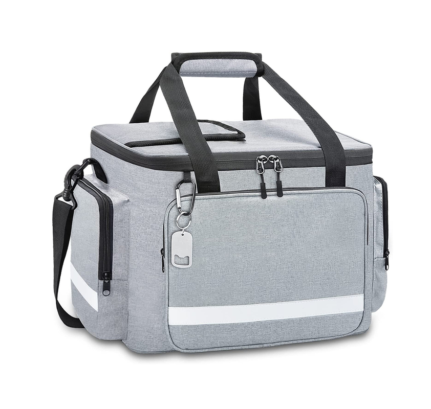 El 60Can 0.8kg de los hombres suaves aislados grandes blancos de plata de Tote Cooler Bag With Zipper