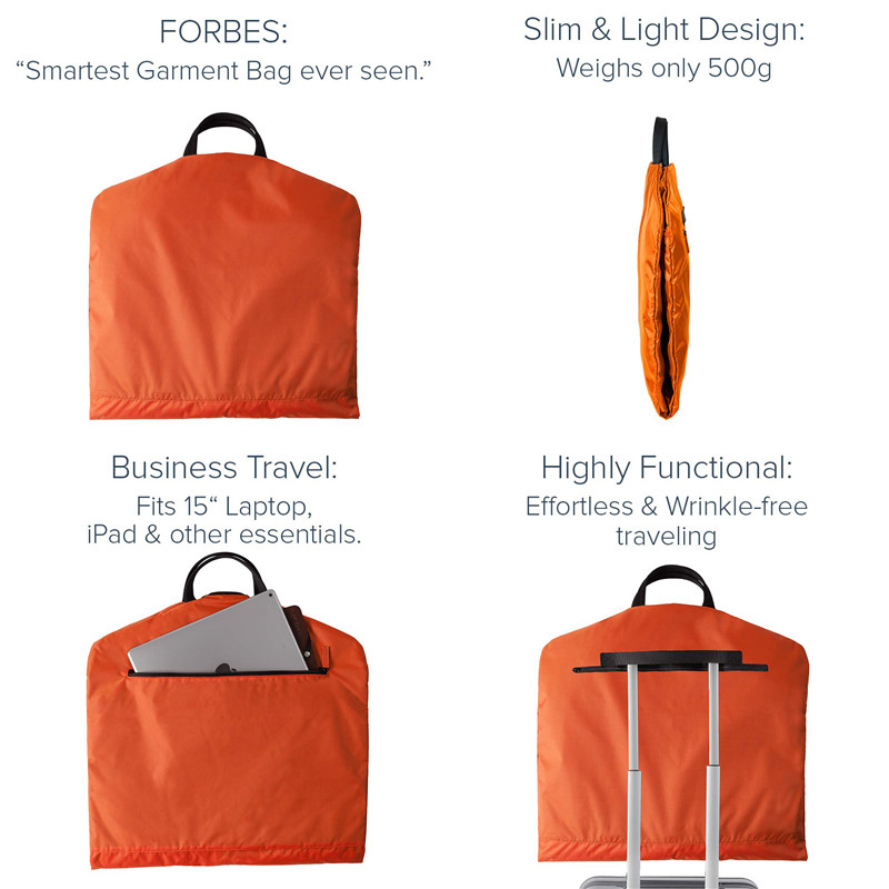 2 en los bolsillos con cremallera 1.1LBS de 1 de la ropa Carry On Mens Suit Hanger del petate