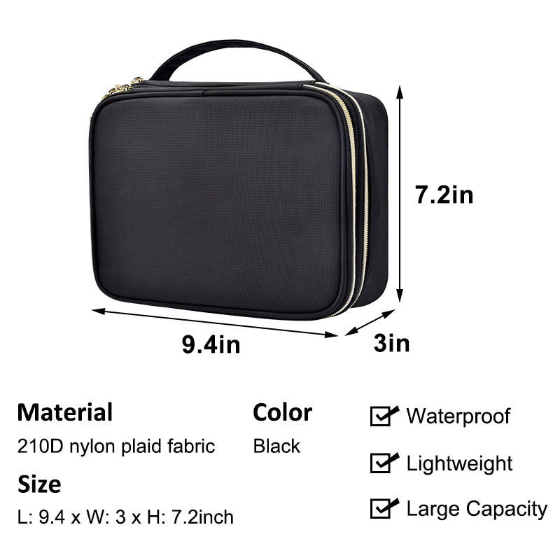 Viaje grande 210D 9.4x3x7.2 de nylon de la capa doble de la joyería del bolso grande del almacenamiento”