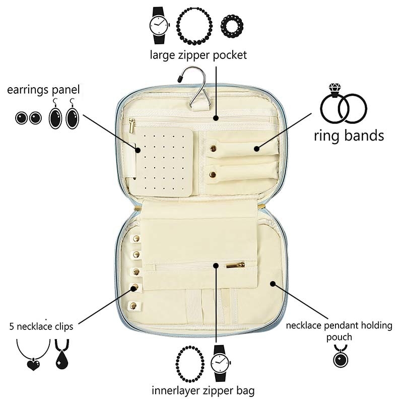 Pequeño organizador Travel Portable 10x6.4x2 de la caja de la caja de la joyería del viaje de la imitación de cuero”