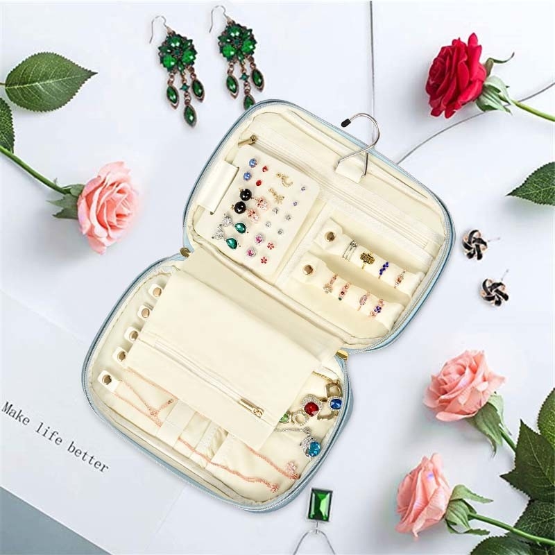 Pequeño organizador Travel Portable 10x6.4x2 de la caja de la caja de la joyería del viaje de la imitación de cuero”