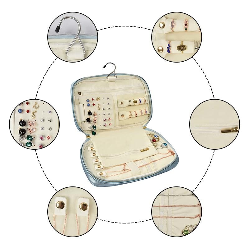 Pequeño organizador Travel Portable 10x6.4x2 de la caja de la caja de la joyería del viaje de la imitación de cuero”