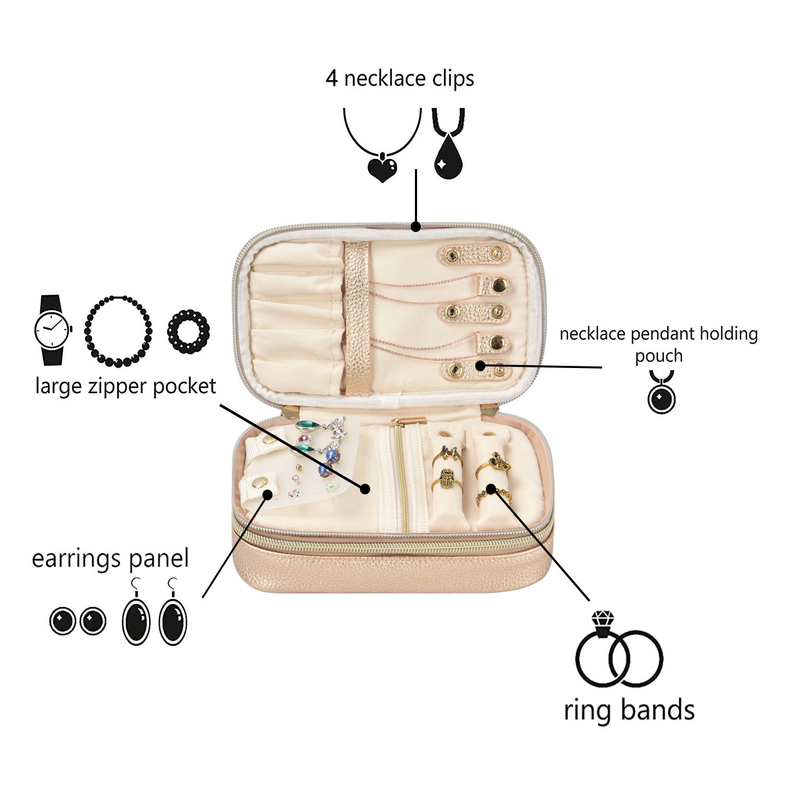 Caso 7x2.4x3.9 de Pouch Earring Travel del organizador de 2 de la capa de la joyería del almacenamiento bolsas del bolso”