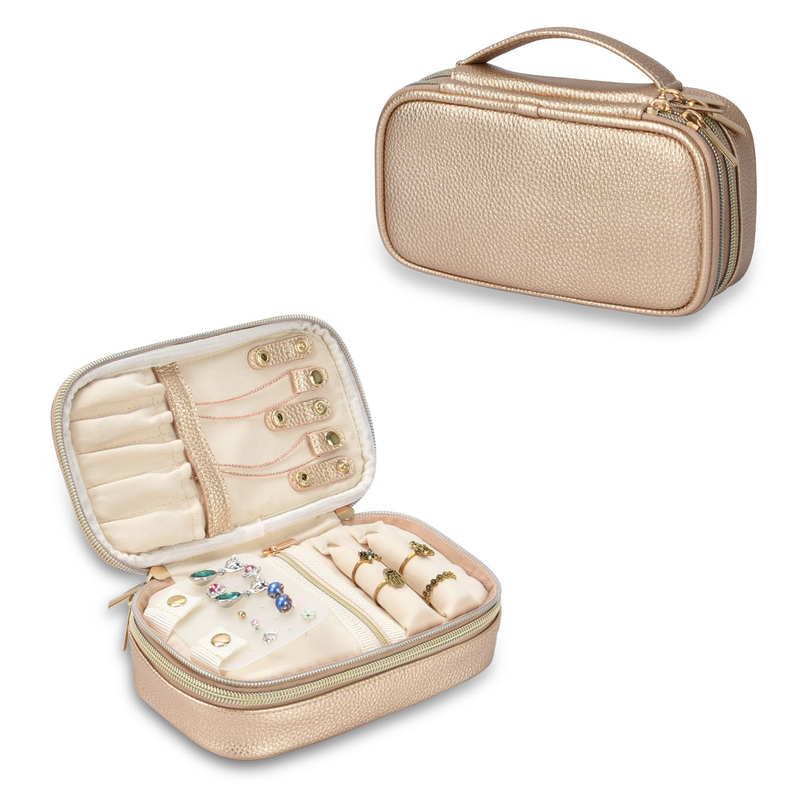 Caso 7x2.4x3.9 de Pouch Earring Travel del organizador de 2 de la capa de la joyería del almacenamiento bolsas del bolso”
