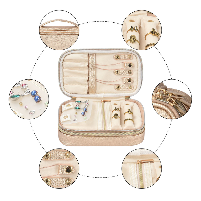 Caso 7x2.4x3.9 de Pouch Earring Travel del organizador de 2 de la capa de la joyería del almacenamiento bolsas del bolso”