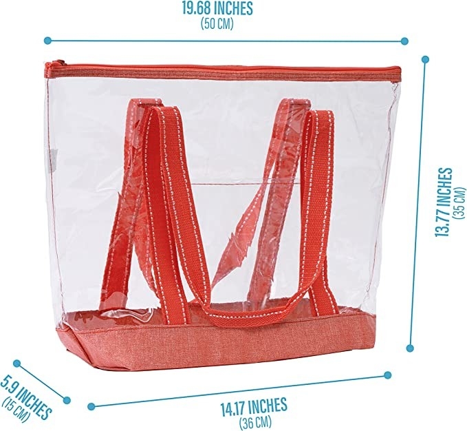 Bolsos que hacen compras amistosos de Eco de 14 pulgadas con la piscina al aire libre del estadio de Logo Pvc Clear Tote Bag