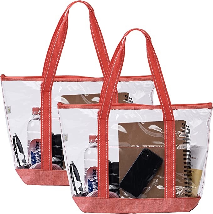 Bolsos que hacen compras amistosos de Eco de 14 pulgadas con la piscina al aire libre del estadio de Logo Pvc Clear Tote Bag