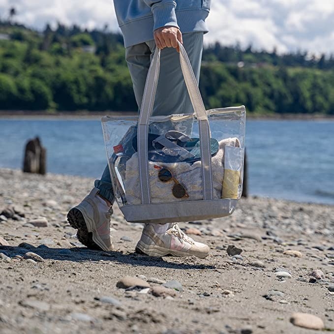 PVC transparente Tote Bag Stadium Outdoor Beach 14x5x13 de Eco del portador amistoso claro de los bolsos que hacen compras”