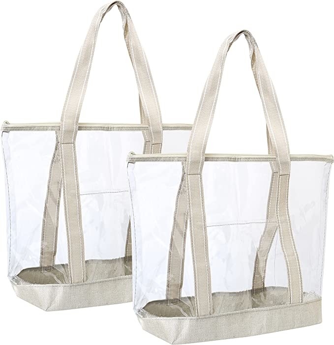 PVC transparente Tote Bag Stadium Outdoor Beach 14x5x13 de Eco del portador amistoso claro de los bolsos que hacen compras”