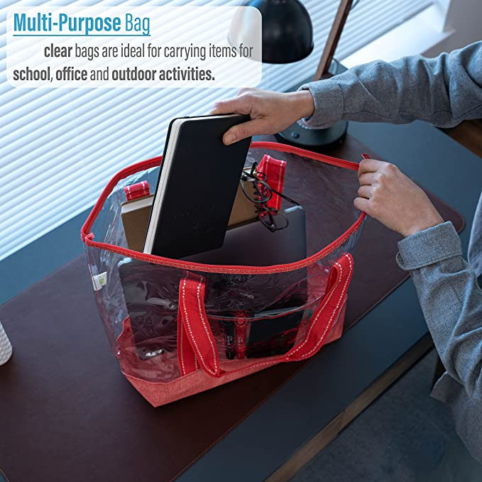 Bolsos que hacen compras amistosos de Eco de 14 pulgadas con la piscina al aire libre del estadio de Logo Pvc Clear Tote Bag
