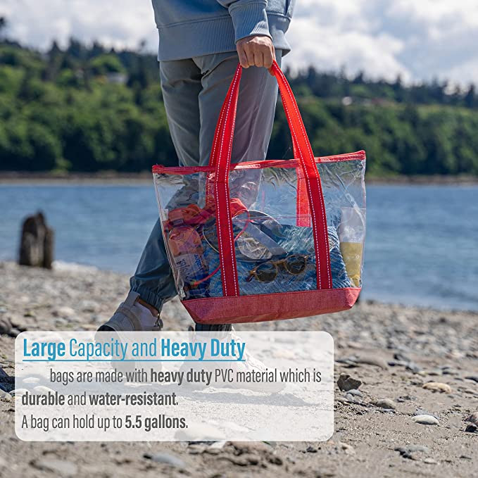 Bolsos que hacen compras amistosos de Eco de 14 pulgadas con la piscina al aire libre del estadio de Logo Pvc Clear Tote Bag