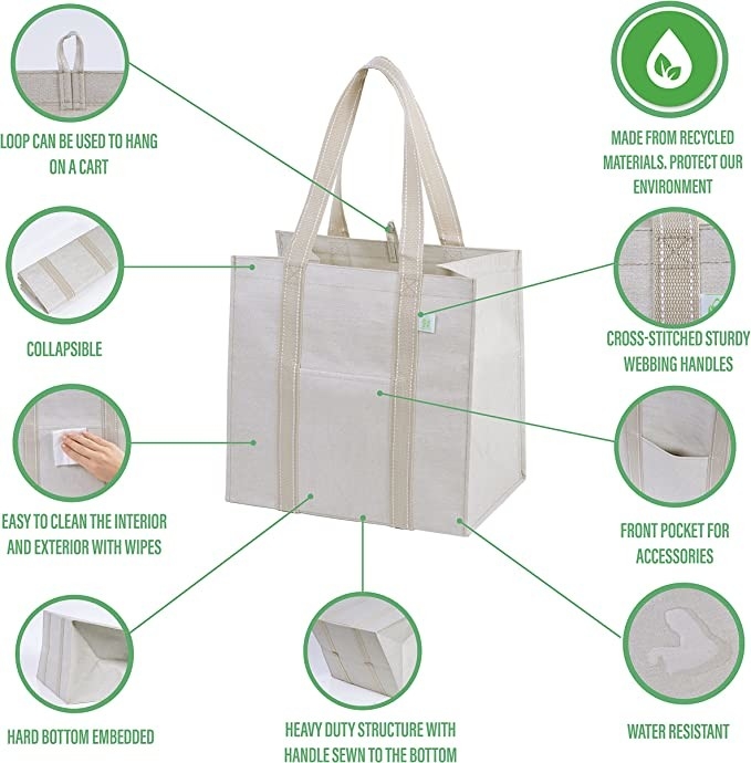 El bolso de compras resistente de la lona con los bolsillos relampaga el ultramarinos Eco de Codycross amistoso