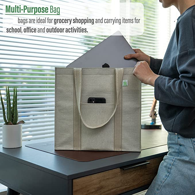 El bolso de compras resistente de la lona con los bolsillos relampaga el ultramarinos Eco de Codycross amistoso
