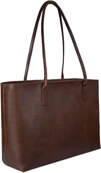 Ordenador portátil de cuero Tote Bag, bolso del ordenador de cartera del vintage de la oficina del trabajo 16x21