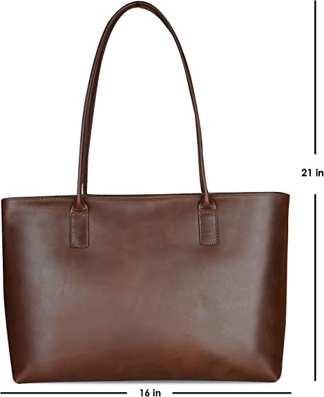 Ordenador portátil de cuero Tote Bag, bolso del ordenador de cartera del vintage de la oficina del trabajo 16x21