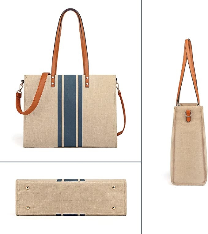 Viaje 16.33x4.7x12.99 de Tote Bag For Women Casual del ordenador portátil del trabajo de la lona