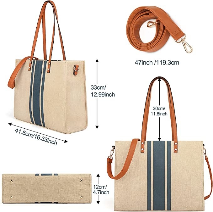 Viaje 16.33x4.7x12.99 de Tote Bag For Women Casual del ordenador portátil del trabajo de la lona