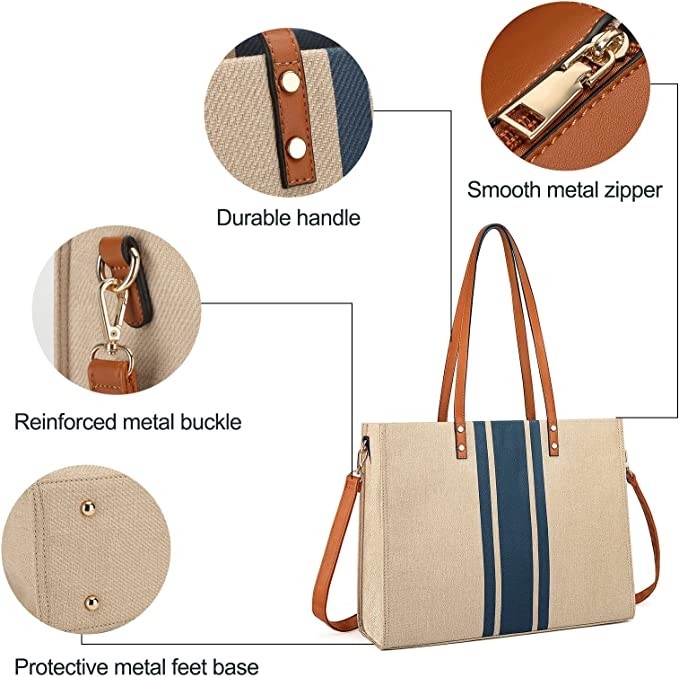 Viaje 16.33x4.7x12.99 de Tote Bag For Women Casual del ordenador portátil del trabajo de la lona