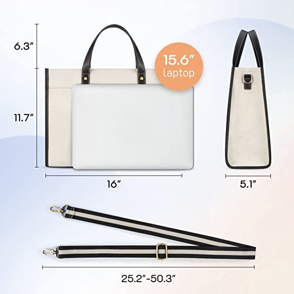 ordenador portátil Tote Bag, bolsos de la lona 16x11.7x5.1 del trabajo para las compras del viaje