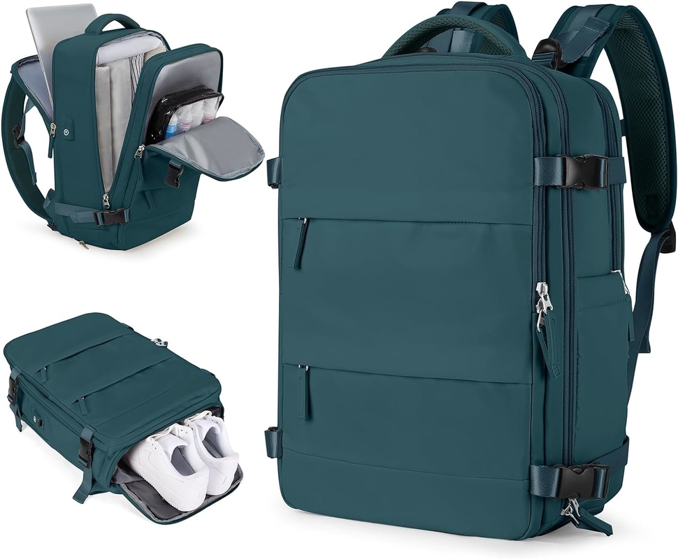 Aerolínea a prueba de agua aprobada Llevar portátil universidad senderismo mochila de viaje con compartimiento de zapatos para mujeres hombres