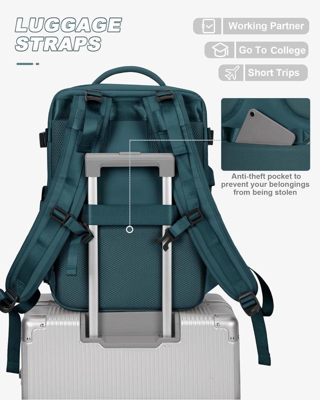 Aerolínea a prueba de agua aprobada Llevar portátil universidad senderismo mochila de viaje con compartimiento de zapatos para mujeres hombres