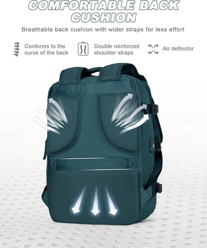 Aerolínea a prueba de agua aprobada Llevar portátil universidad senderismo mochila de viaje con compartimiento de zapatos para mujeres hombres