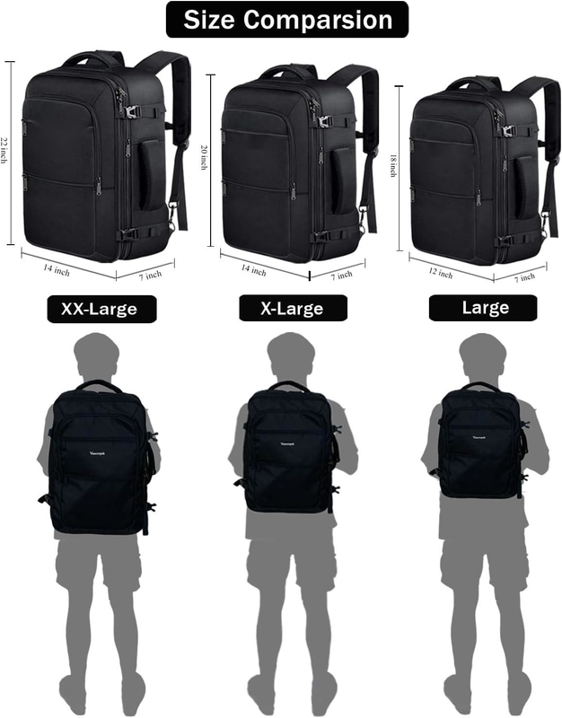 Negro 40L Extensible Carry On Bolso de equipaje de vuelo Aprobado Bolso de viaje de Duffel al aire libre