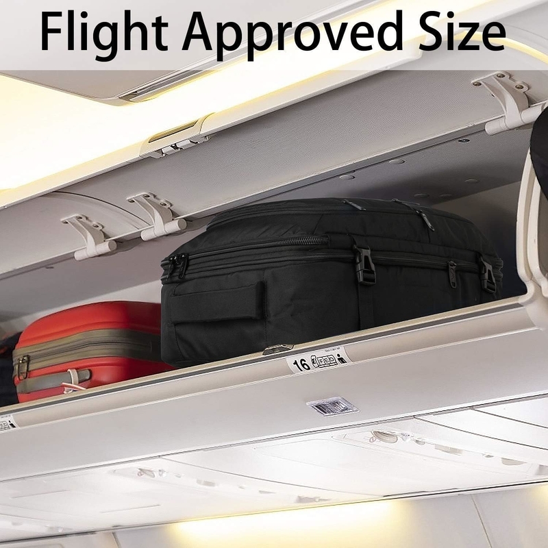 Negro 40L Extensible Carry On Bolso de equipaje de vuelo Aprobado Bolso de viaje de Duffel al aire libre