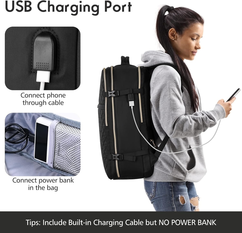 Llevado en vuelo grande, resistente al agua, anti robo, bolso de viaje, portátil de 17 pulgadas, con puerto de carga USB.