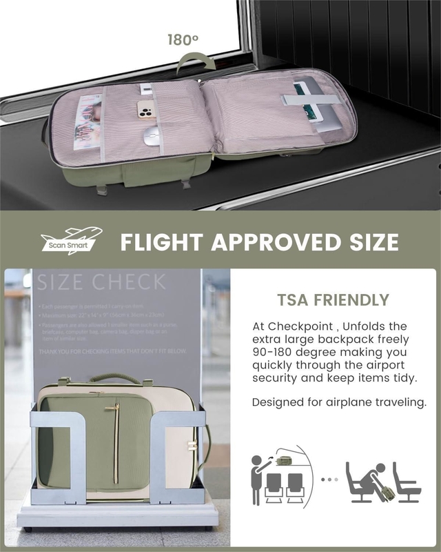 TSA artículo personal 40L impermeable de gran porte en la aerolínea Bolso de viaje aprobado con 3 cubos de embalaje