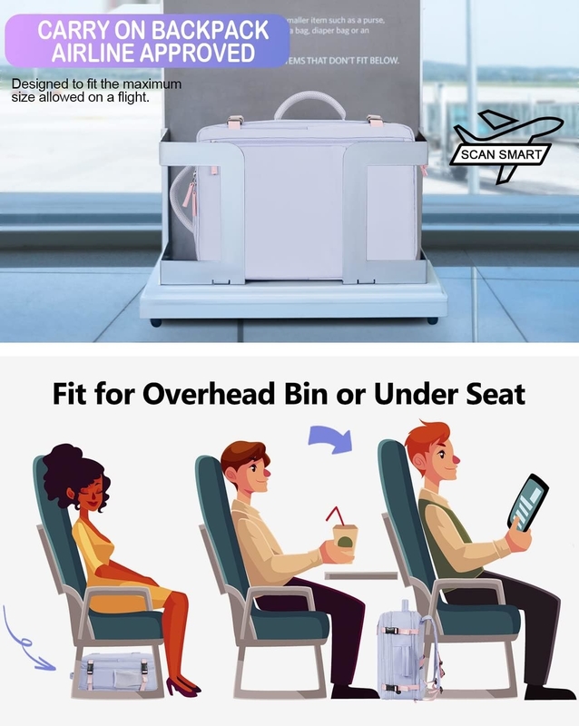 Purple 17.3 pulgadas portátil de la aerolínea aprobado llevar el equipaje como artículos personales fin de semana senderismo bolsa de viaje para mujeres