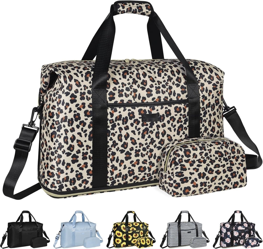 Leopard Extensible Large Weekender Overnight Waterproof Carry on Shoulder Tote Bolso de viaje y bolso de aseo