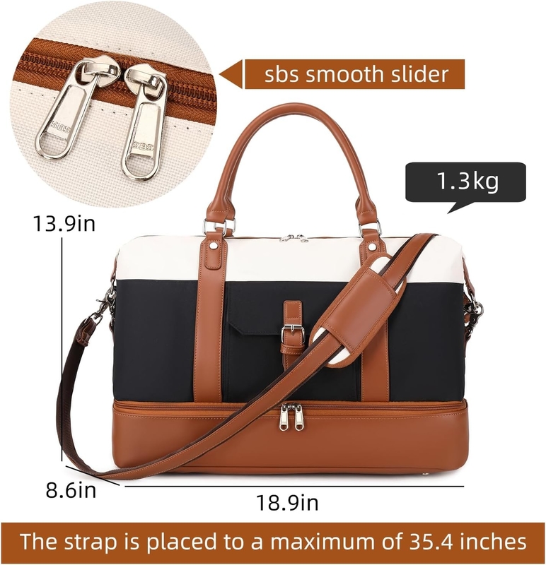 Cavas Weekend Carry on Duffel Bolso de viaje con zapatos de cuero Compartimiento para hombres