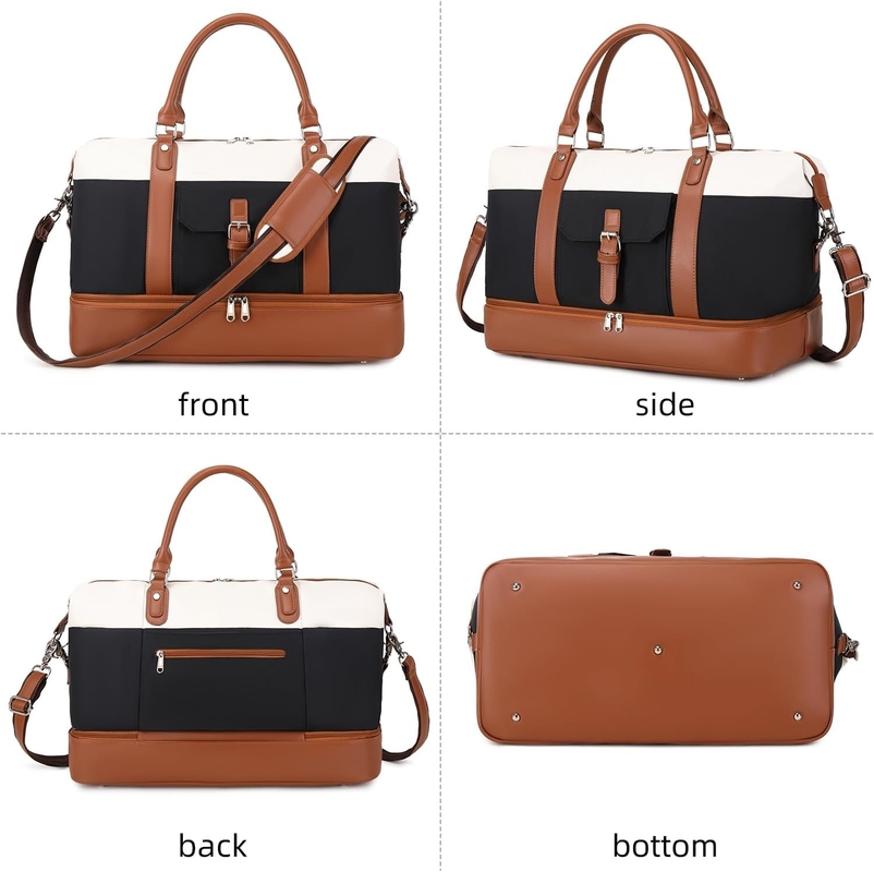 Cavas Weekend Carry on Duffel Bolso de viaje con zapatos de cuero Compartimiento para hombres