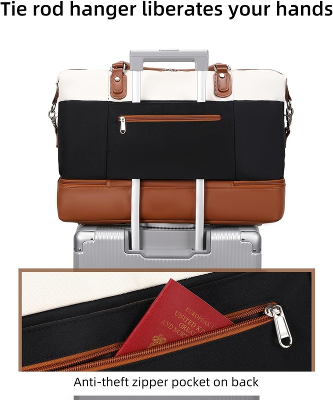 Cavas Weekend Carry on Duffel Bolso de viaje con zapatos de cuero Compartimiento para hombres