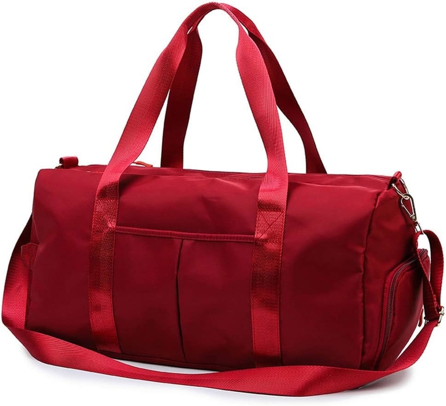 Red Large Sports Gym Entrenamiento de fin de semana Natación Yoga Bolso de viaje con bolsillo mojado y compartimiento de zapatos