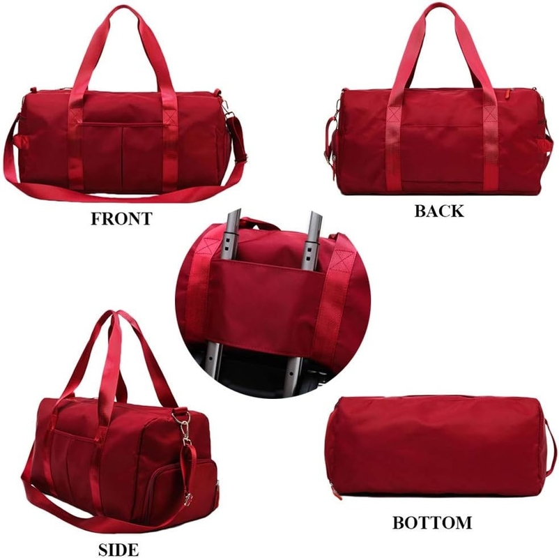 Red Large Sports Gym Entrenamiento de fin de semana Natación Yoga Bolso de viaje con bolsillo mojado y compartimiento de zapatos