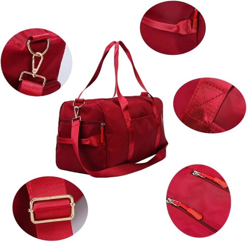 Red Large Sports Gym Entrenamiento de fin de semana Natación Yoga Bolso de viaje con bolsillo mojado y compartimiento de zapatos