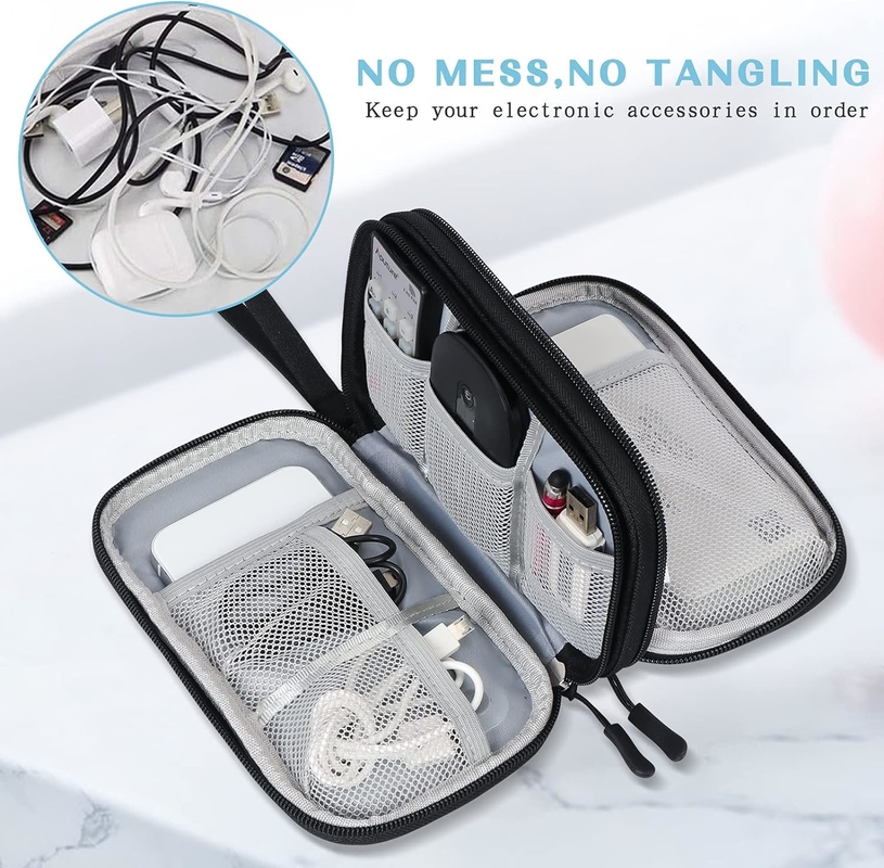 Bolso de Accesorios Electrónicos Inoxidable de doble capa organizador de cables todo en uno