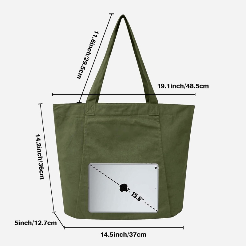 Bolso de bolso de deporte de color verde de algodón grande y duradero con bolsillo del compartimento de zapatos