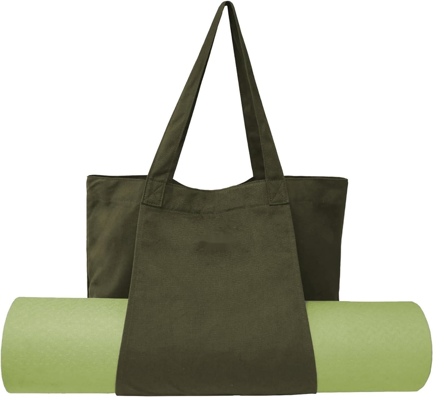 Bolso de bolso de deporte de color verde de algodón grande y duradero con bolsillo del compartimento de zapatos