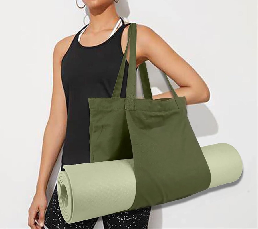 Bolso de bolso de deporte de color verde de algodón grande y duradero con bolsillo del compartimento de zapatos