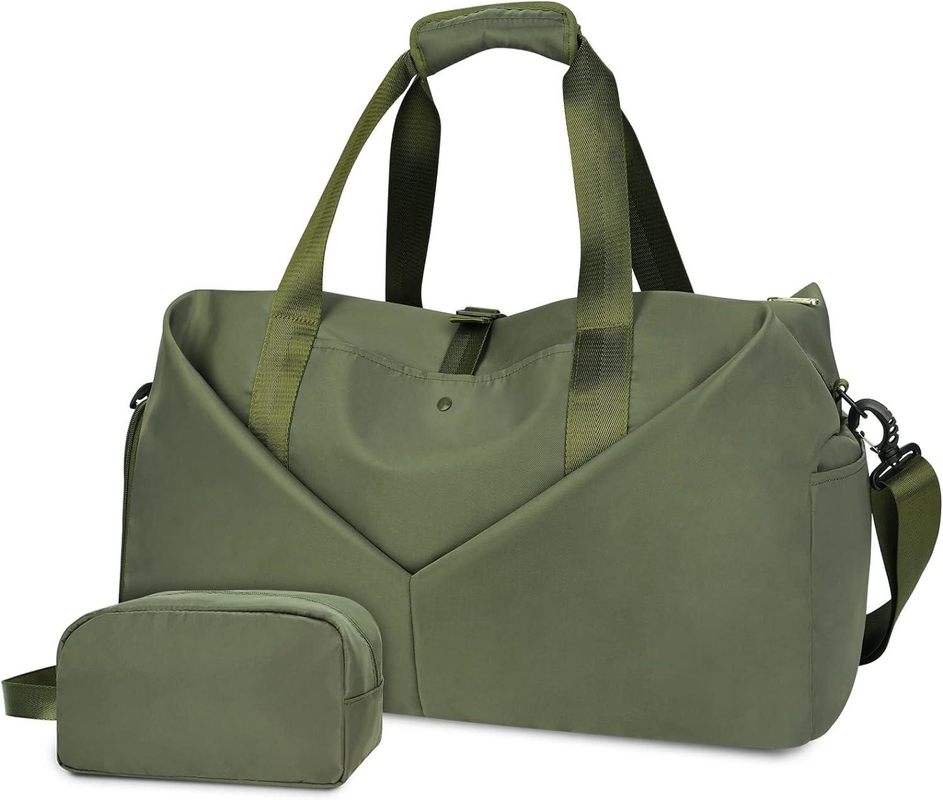 Bolso verde portátil de noche de fin de semana de gimnasio Bolso de bolso con zapatos de bolsillo mojado Compartimiento