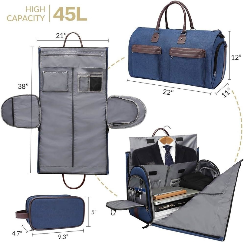 Carry On Large Blue 2 en 1 Bolso colgante Maleta de viaje personalizada con bolsa de tocador